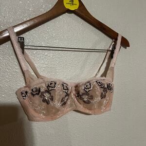 Etam cream black lace embriordery Balconette Bra 34D